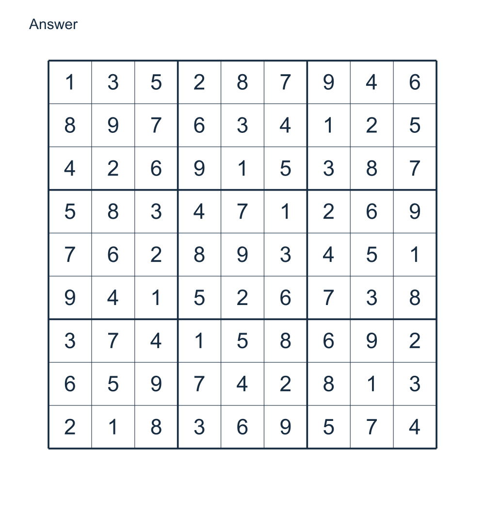 Answer to Medium Sudoku - 001.