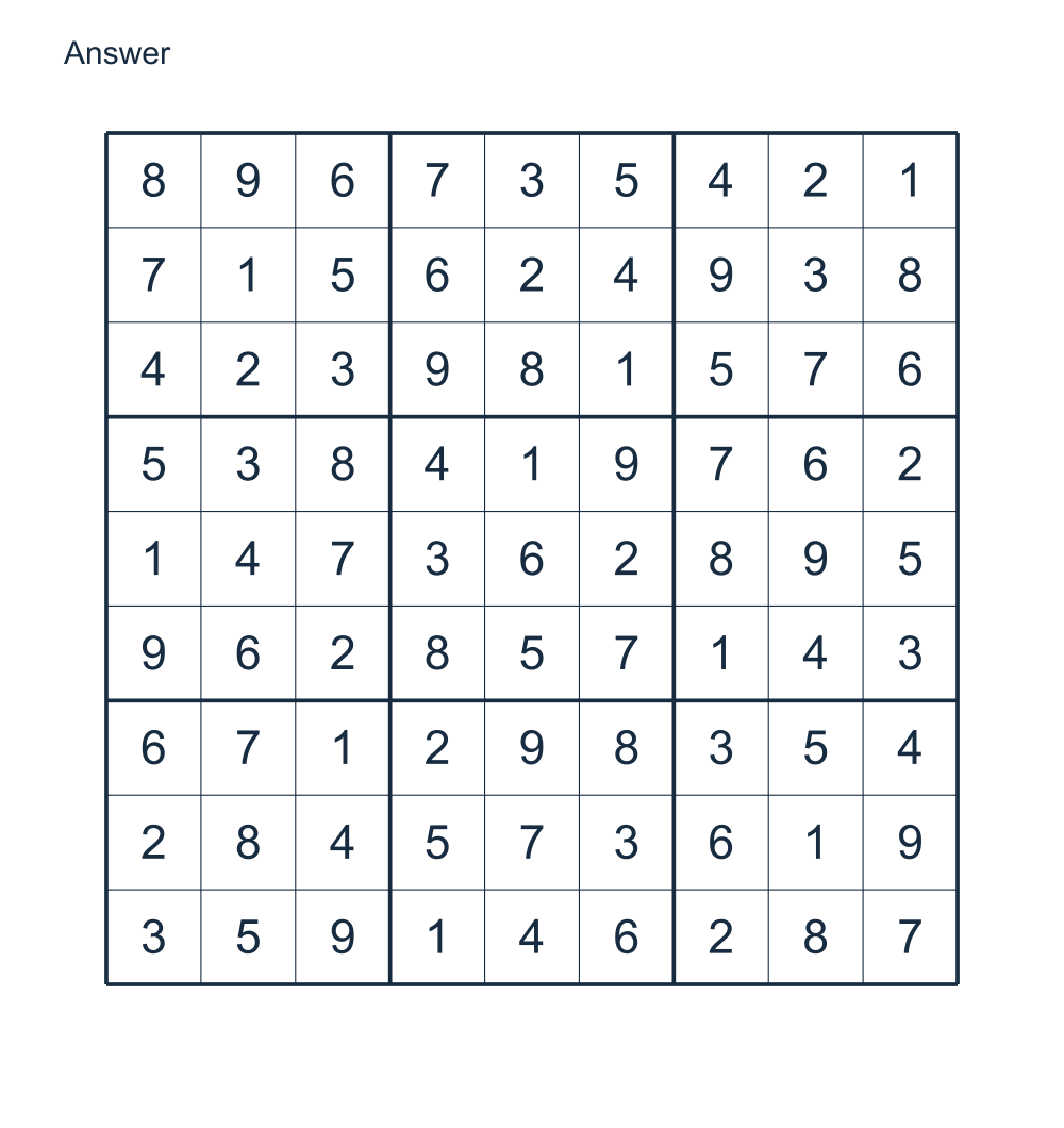 Answer to Medium Sudoku - 002.